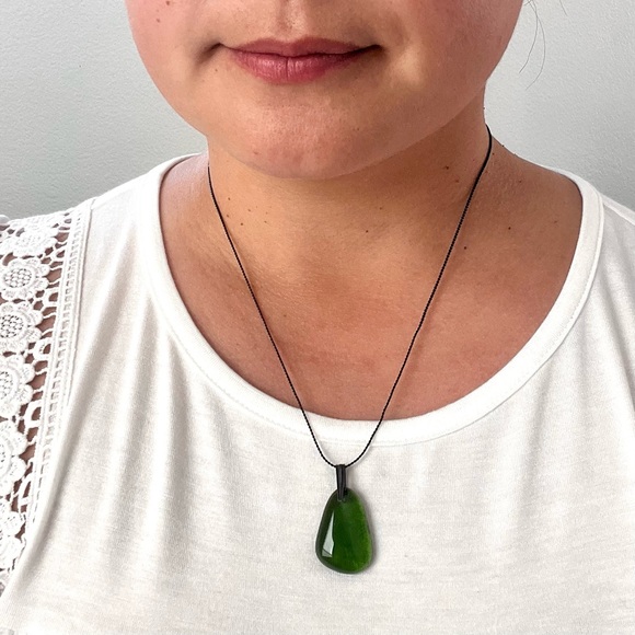 Wine Glass Necklace Green Black Recycled Alcohol Bottle Unique Gift Her Seaglass - Picture 3 of 6